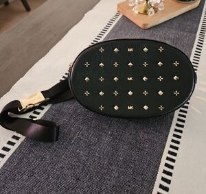 Michael Kors Black Wristlet with Gold Studs